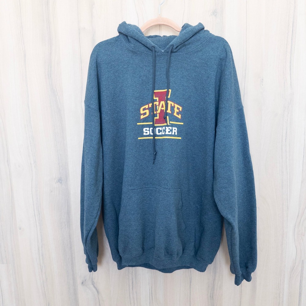 Iowa State Soccer Hoodie Gildan Ultra Cotton XL Blue 19 Collegiate Varsity Retro